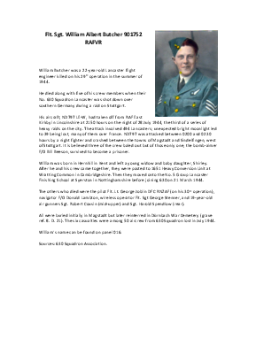 A preview of a PDF biography for Butcher, William Albert